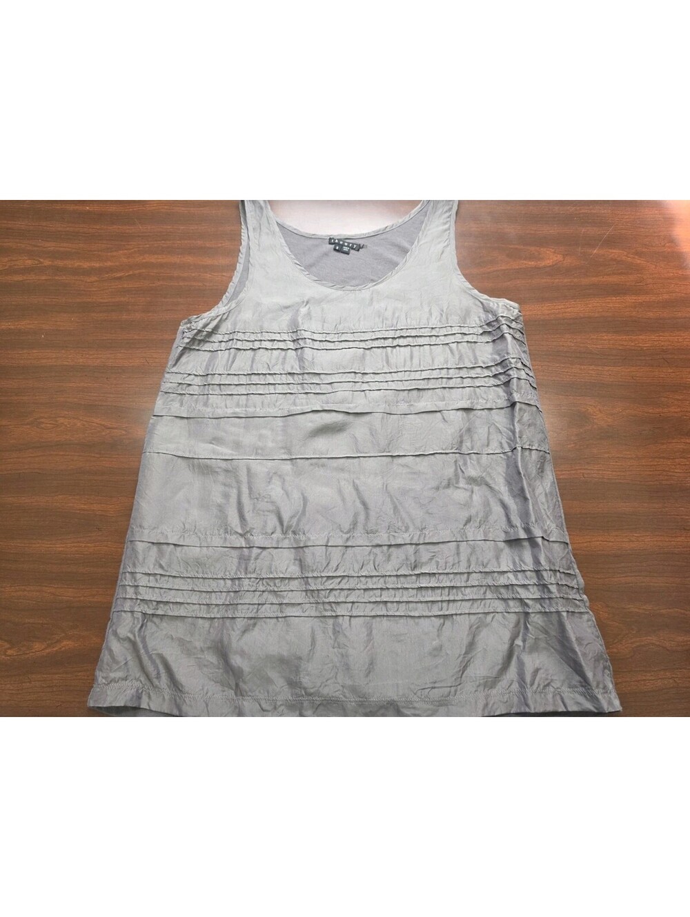 Theory Dagmar Silk Blend Tiered Gray Tank Top Small Minimalist Quiet Luxury Chic